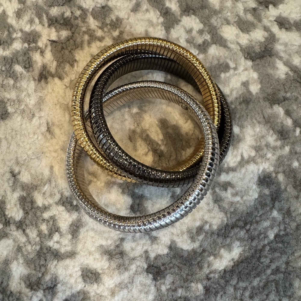Gold and Silver Coil Bracelets